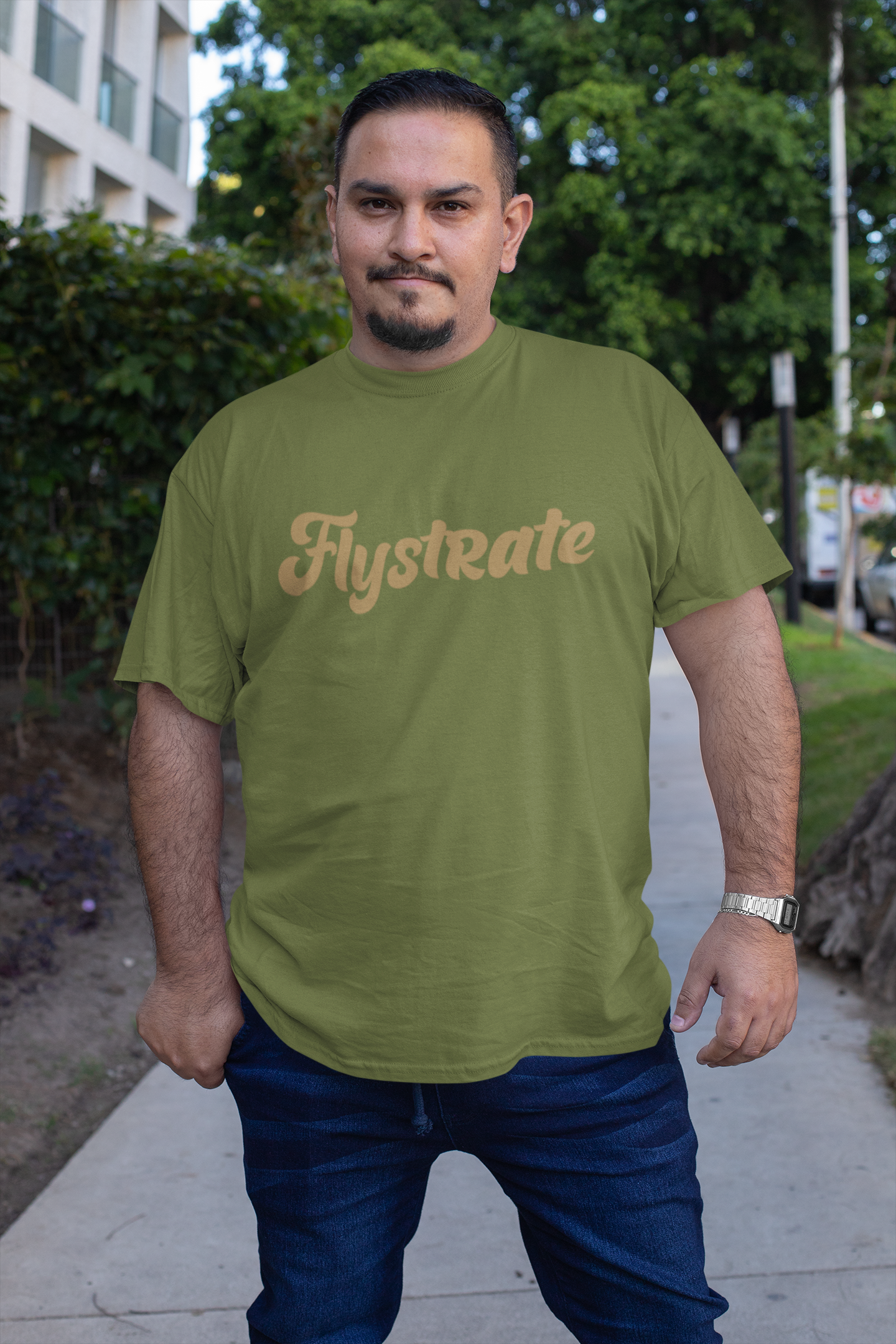 Flystrate khaki logo tee shirt