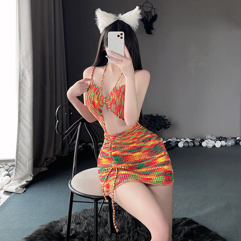 Female Backless Sweater Pajamas Skirts